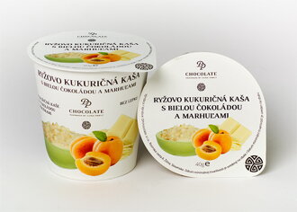 Ryžovo-kukuričná kaša s bielou čokoládou a marhuľami (40g)