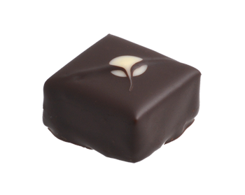 Čokoládovo-smotanová ganache so zeleným čajom a mangovým kvetom v horkej čokoláde