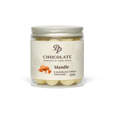 Mandle s giandujou v bielej čokoláde s tonkou (160g)