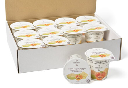 Ryžovo-kukuričná kaša s bielou čokoládou a marhuľami (12x40g)