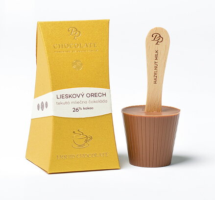 Tekutá čokoláda v krabičke Standard mliečna - lieskový orech 26% (40g)