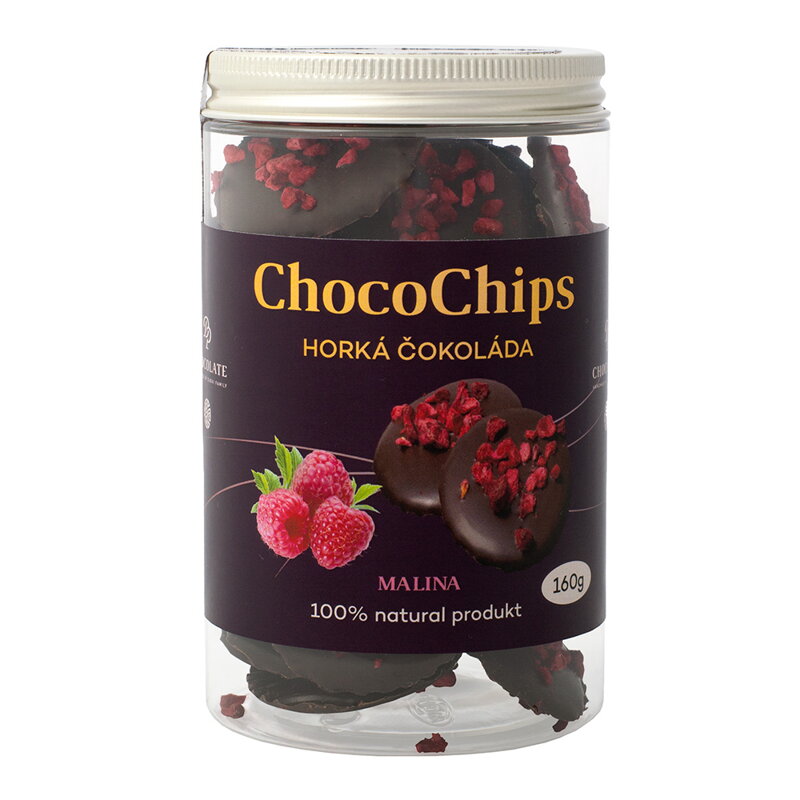 ChocoChips - Horká čokoláda s malinami (160g)