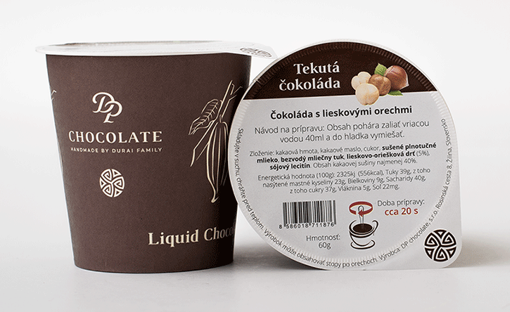 Tekutá čokoláda s lieskovcami v tégliku (60g)