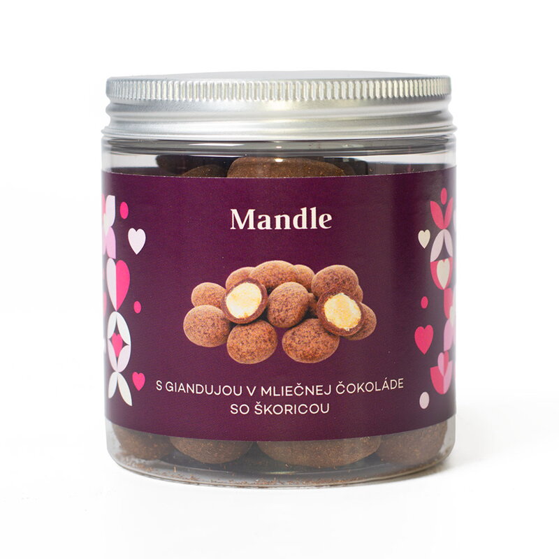 Valentín - Mandle s giandujou v mliečnej  čokoláde so škoricou (150g)