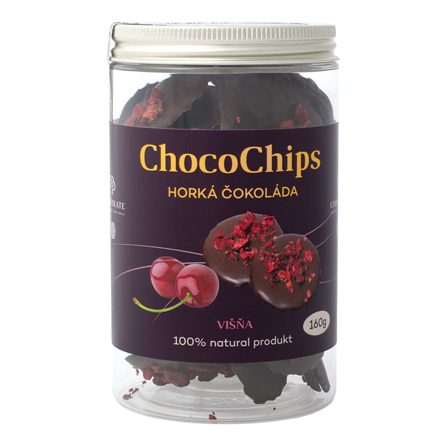 ChocoChips - Horká čokoláda s višňami (160g)