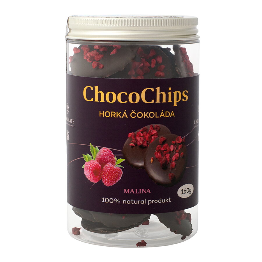ChocoChips - Horká čokoláda s malinami (160g)