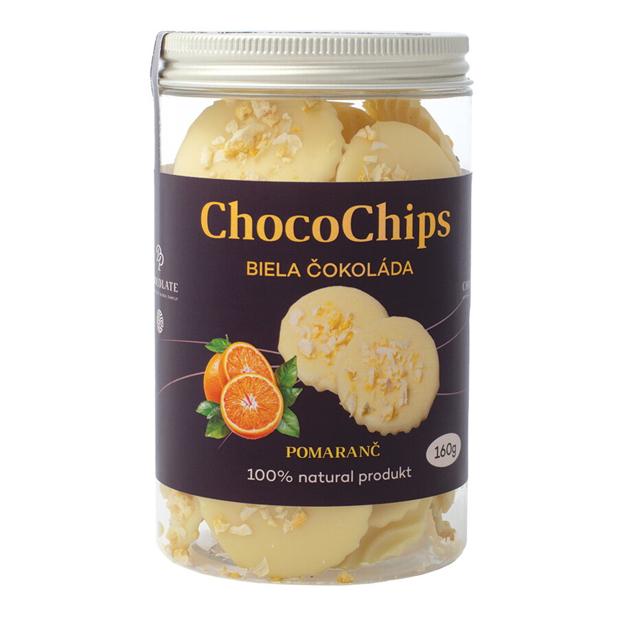 ChocoChips - Biela čokoláda s pomarančom (160g)