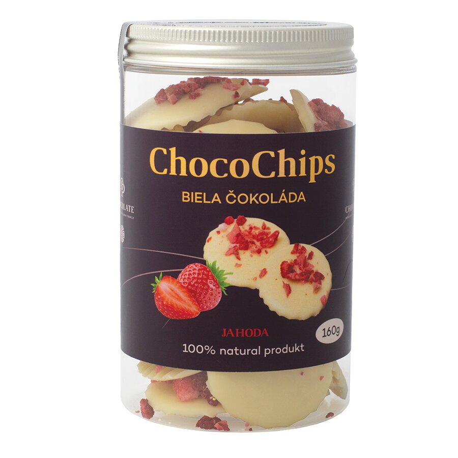 ChocoChips - Biela čokoláda s jahodami (160g)
