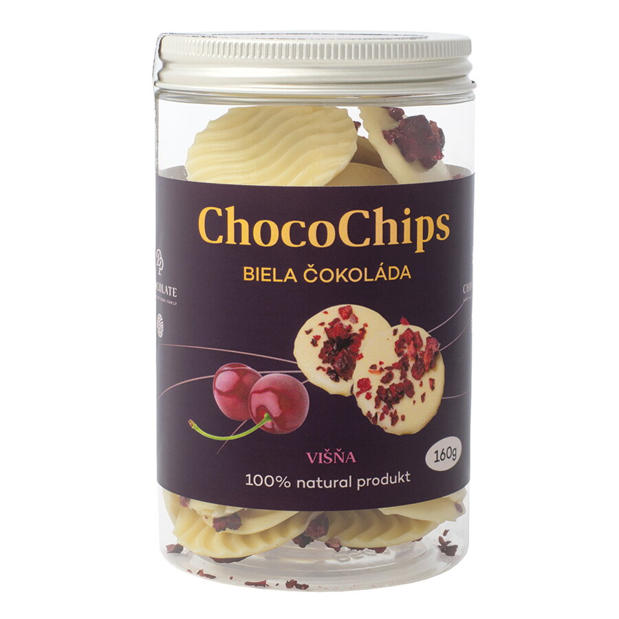 ChocoChips - Biela čokoláda s višňami (160g)