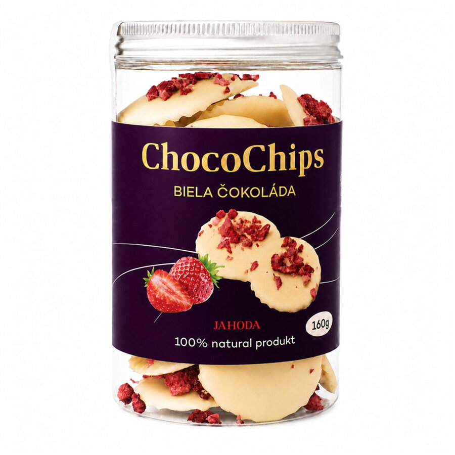 ChocoChips - Biela čokoláda s jahodami (160g)