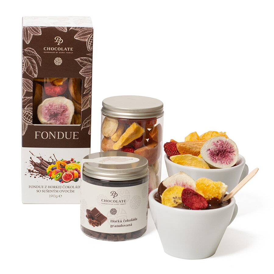 Fondue z horkej čokolády so sušeným ovocím (190g)