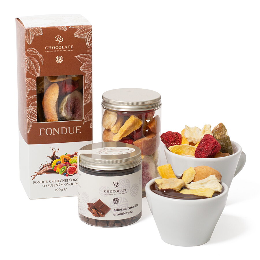 Fondue z mliečnej čokolády so sušeným ovocím (190g)