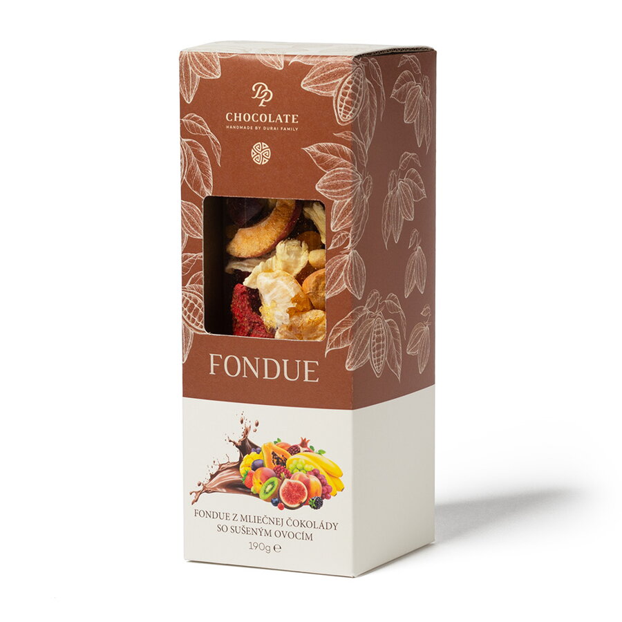 Fondue z mliečnej čokolády so sušeným ovocím (190g)