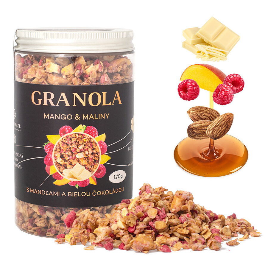 Granola Mango & Maliny s mandľami a bielou čokoládou (170g)