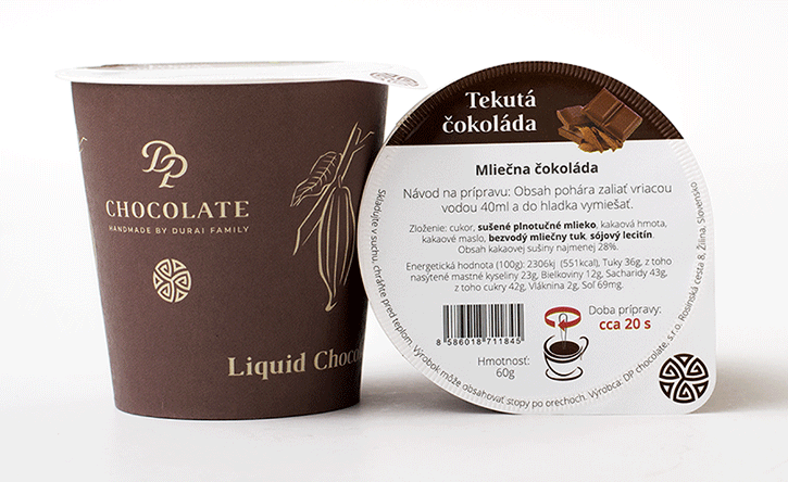 Tekutá čokoláda v tégliku mliečna (60g) (balenie 20ks)